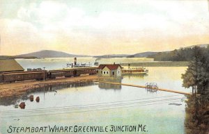 Greenville Junction Maine Steamboat Wharf and Train Station Postcard AA19124 