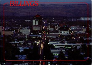 Billings at Night from Rimrocks Montana Postcard