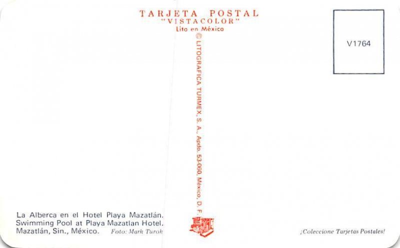 Hotel Playa Mazatlan Mexico Tarjeta Postal Unused 