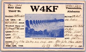 1936 QSL Radio Card Tuseumbia Alabama W4KF Posted Postcard