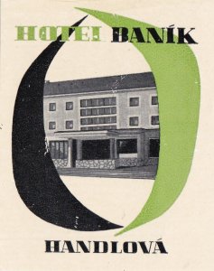 Czechoslovakia Handlova Hotel Banik Vintage Luggage Label sk3346