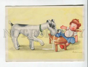 473514 Germany Susanne fox terrier dog sticks to a doll drinks milk from her old