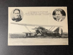 Mint France Aviation RPPC Postcard Transatlantic  Coste Bellonte Paris to NY USA