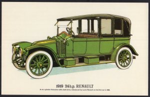 Classic Car Postcard 1919 24h.p. RENAULT A six Cylinder limousine - Divided Back