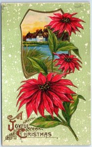 Flowers & Nature Embossed Print Holiday Greetings A Joyful Christmas M-73168