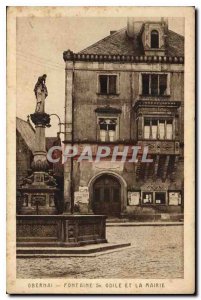 Postcard Old Fountain Odile Obernai and the City