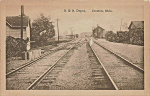 Creston OH B & O Railroad Station Train Depot Postcard