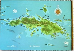 postcard  U.S. Virgin Islands - St. Thomas map