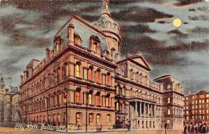 BALTIMORE MARYLAND~CITY HALL BY MOONLIGHT~1911 POSTCARD