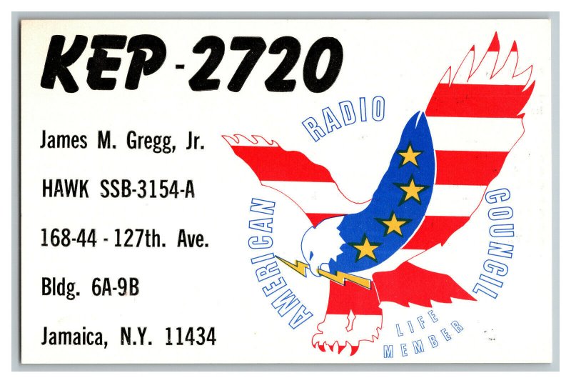 QSL Radio Card From Jamaica N.Y. New York KEP - 2720 