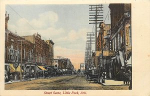 Wheelock Postcard; Street Scene, Little Rock AR Lots of Signs, Unposted Nice