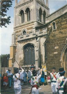 Postcard ethnic Morris dancers performing outside at Hallows