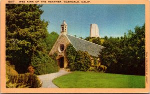 Vtg 1940s Wee Kirk of the Heather Forest Lawn Memorial Park Glendale CA Postcard