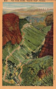 Vintage Postcard 1952 Fish Creek Grade Apache Trail Mountains Rockies Arizona AZ