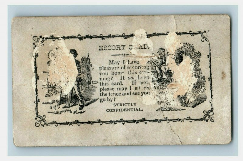 1880s-90s Courting Escort Card Cute Phrase Fab! P214