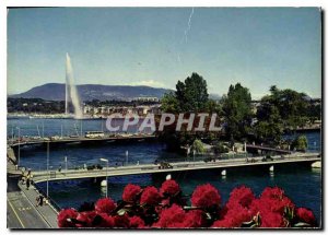 Modern Postcard Geneve Bridge of Bergues and Ile Rousseau