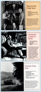3 Postcards JACK DANIELS Recipes ~ Lynchburg HOT FUDGE SAUCE etc 1994 ~ 4¾x6½