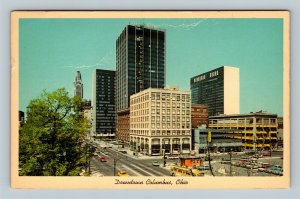 Columbus OH, Downtown, Sheraton Motor Hotel, City National, Chrome Ohio Postcard