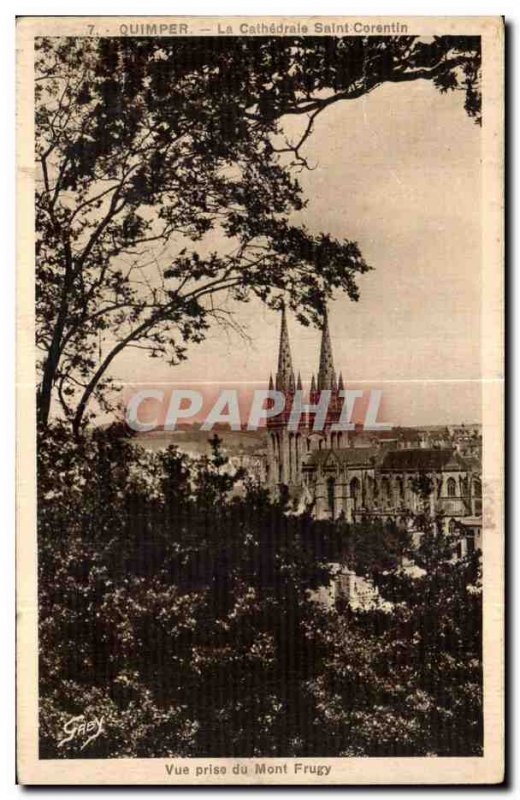 Old Postcard Quimper La Cathedrale Saint Corentin View from Mount Frugy