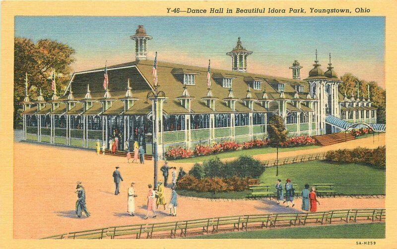 Amusement Dance Hall Idora Park Youngstown Ohio Postcard Teich linen 5893