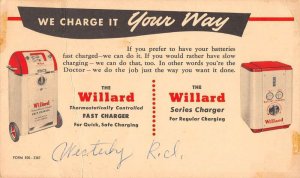 Willard Battery Charger Advertising Vintage Postcard AA48336