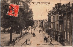 France Fontenay-le-Comte Rue Turgot et de la Republique Vintage Postcard C280