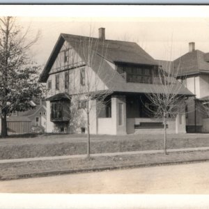 c1910s RARE American Foursquare Craftsman &Tudor House RPPC Roof Real Photo A156