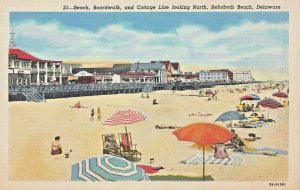 REHOBETH BEACH DELAWARE BEACH~BOARDWALK~COTTAGE LINE NORTH~1947 POSTCARD