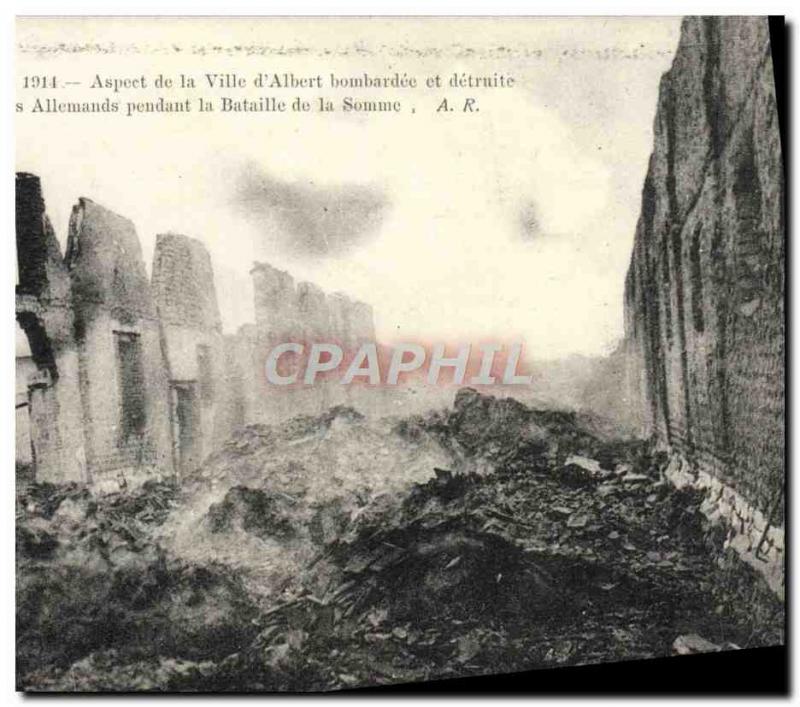 Postcard Old Face of the City & # 39Albert bombed and destroyed by the German...