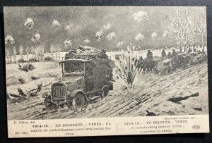 Mint Belgium Picture Postcard Revictualling Convey Under Shower Of Shells WW1