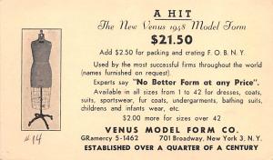 Venus Model Form Co Advertising Writing on back 