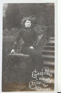 Ancestor Real Photo Postcard - Of an Elegant Lady Called Amy - Ref TZ8164