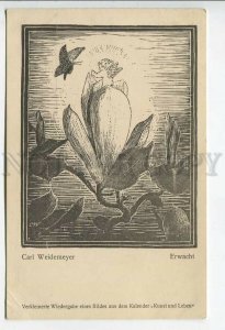 439123 Carl WEIDEMEYER Erwacht ELF FAIRY Flower BUTTERFLY Vintage postcard