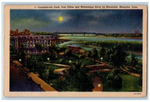 Memphis Tennessee Postcard Confederate Park Post Office Mississippi River c1940s