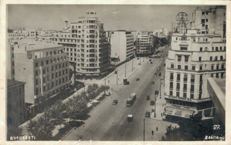 Romania Bucharest Bucuresti Bratianu Vintage RPPC 08.42