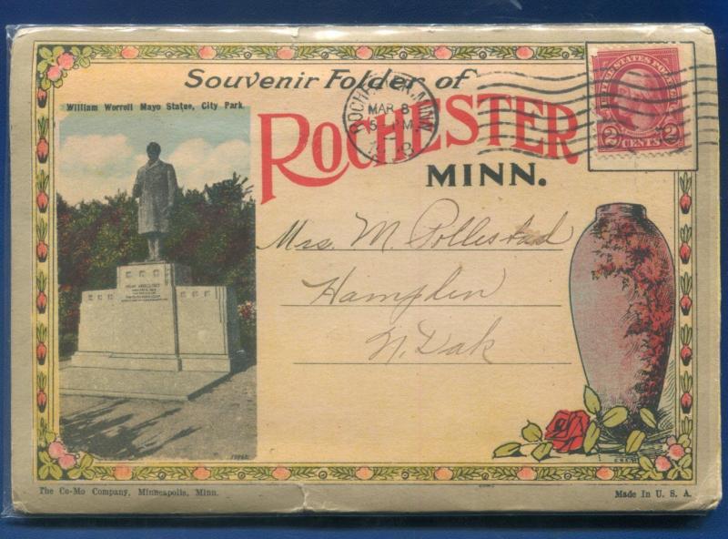 Lot of 2 Rochester Minnesota mn postcard folders FREE SHIP