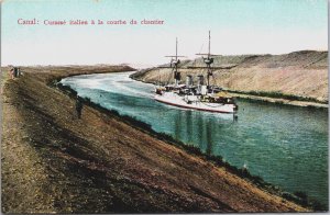 Egypt Suez Canal Cuirassé Italien a la Courbe du Chantier Vintage Postcard C075