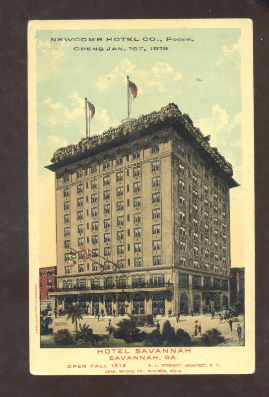 SAVANNAH GEORGIA SAVANNAH HOTEL DOWNTOWN VINTAGE ADVERTISING POSTCARD