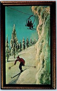 Advertising Artist MORRIS KATZ 1966   Skiing Scene with Ski Lift  Postcard