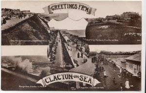 Essex Clacton On Sea Multiview RP PPC 1913 Shows Half Pier Rough Sea Prom