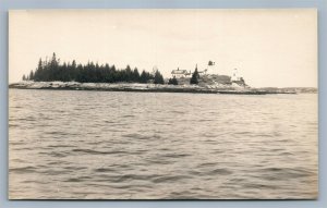 BOOTHBAY HARBOR ME LIGHTHOUSE VINTAGE REAL PHOTO POSTCARD RPPC