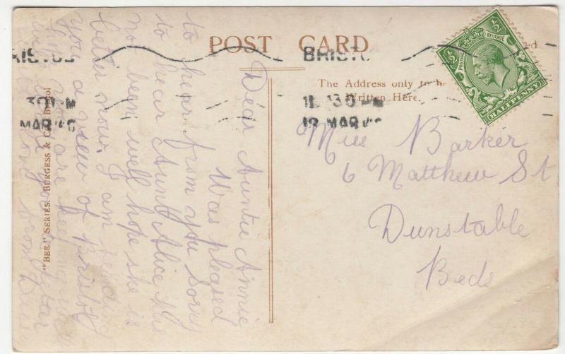 Bristol; Coombe Dingle, 10010/36 RP PPC, 1918 PMK, To Miss Barker, Dunstable