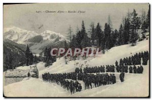 Old Postcard Militaria Alpine Hunters Marche d & # 39hiver