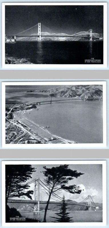 3 Postcards SAN FRANCISCO, California CA ~ GOLDEN GATE BRIDGE ca 1940s 