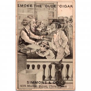 SIMMONS & Co Tobacco - Philadelphia - The DUDE Cigar - 1882 Victorian Trade Card