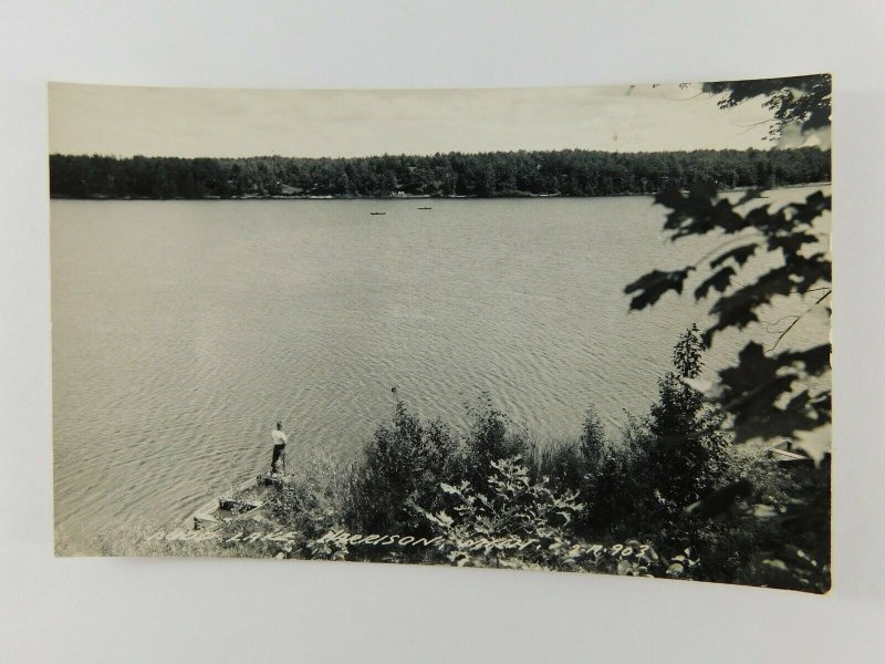 Budd Lake Harrison Michigan Fishing Boat Lake Real Photo Vintage Postcard United States