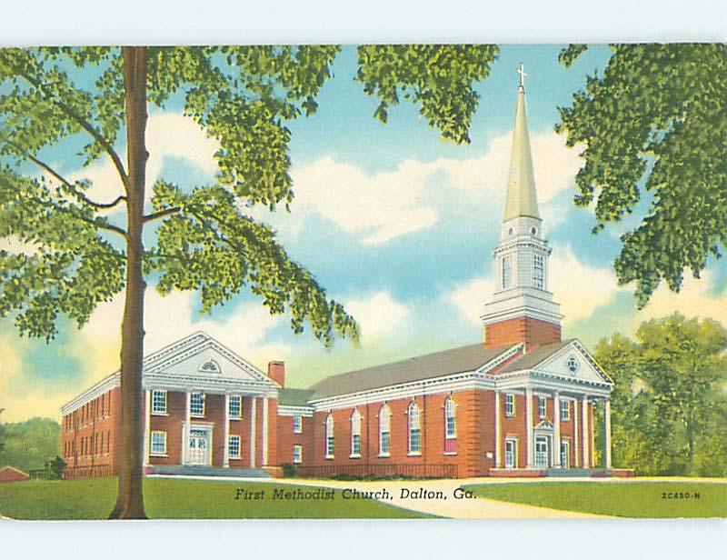 Unused Linen CHURCH SCENE Dalton Georgia GA p4959