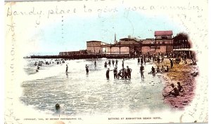 Bathing at Manhattan Beach Hotel NY Vintage Postcard 1903