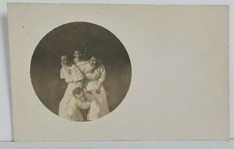 Rppc Sweet Victorian Era Young People Having Fun for the Camera Postcard O18