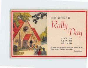 Postcard - Rally Day Invitation Card with Bible Verse & People Church Art Print